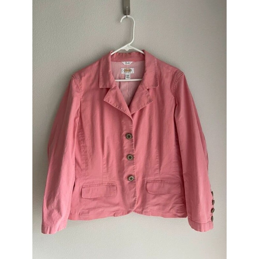 Talbots pink button up blazer jacket size 14